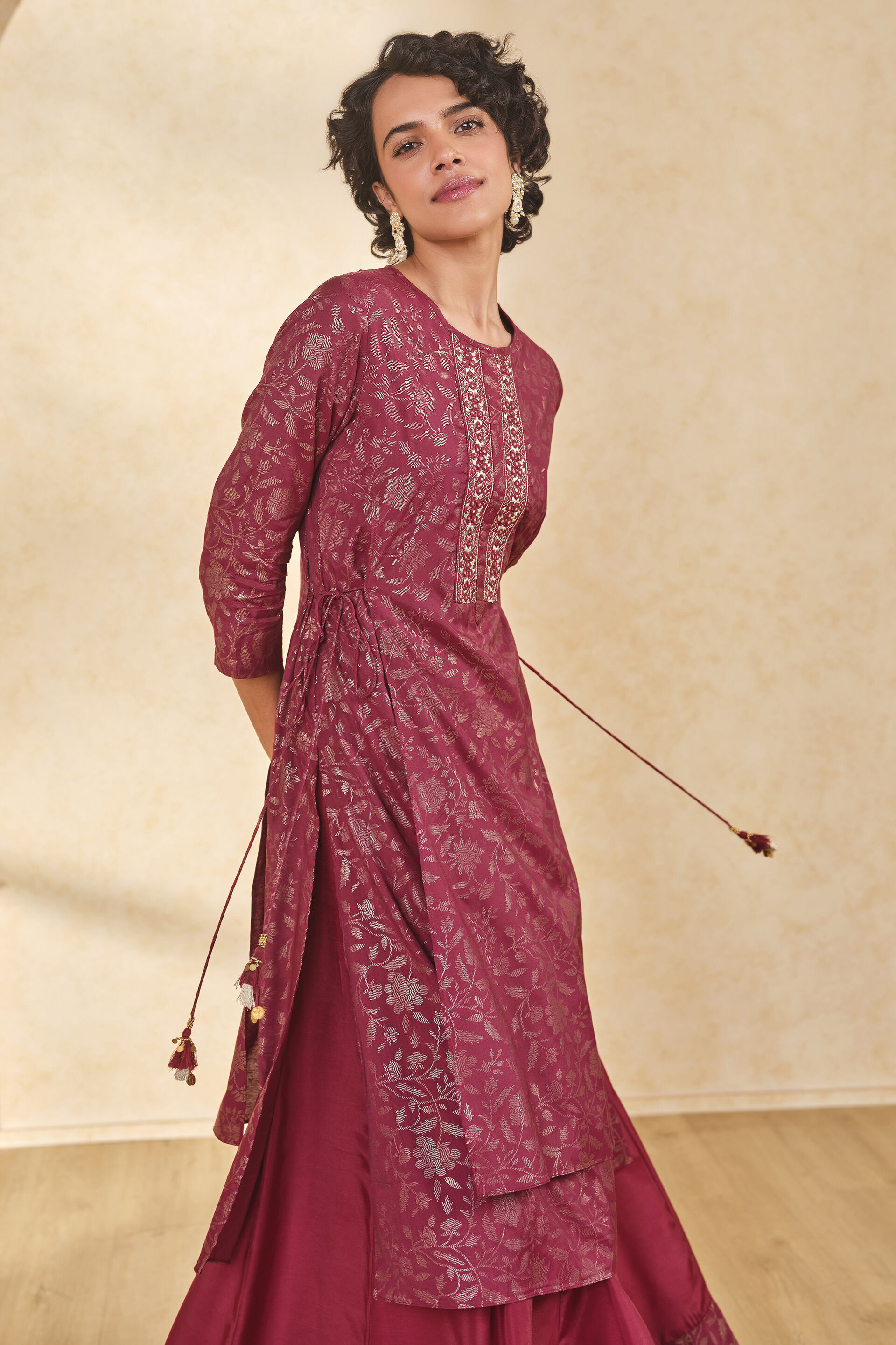 Maroon Kurta Set, Maroon, image 7